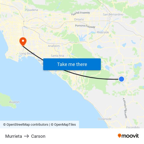 Murrieta to Carson map