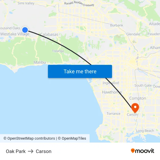 Oak Park to Carson map