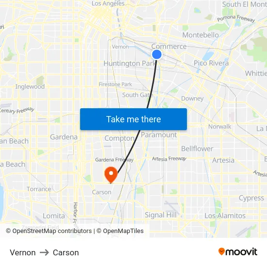 Vernon to Carson map