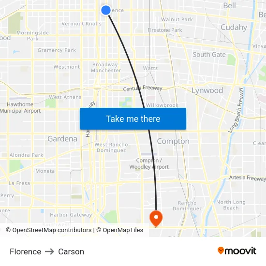 Florence to Carson map
