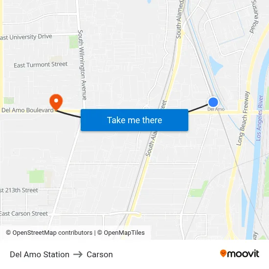 Del Amo Station to Carson map