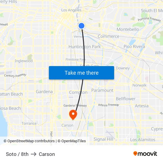 Soto / 8th to Carson map