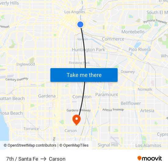 7th / Santa Fe to Carson map