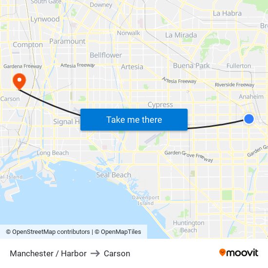 Manchester / Harbor to Carson map