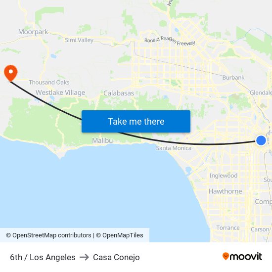 6th / Los Angeles to Casa Conejo map