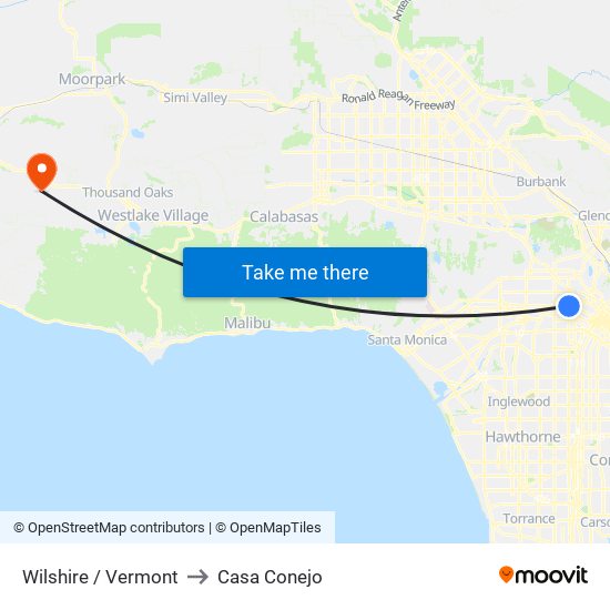 Wilshire / Vermont to Casa Conejo map