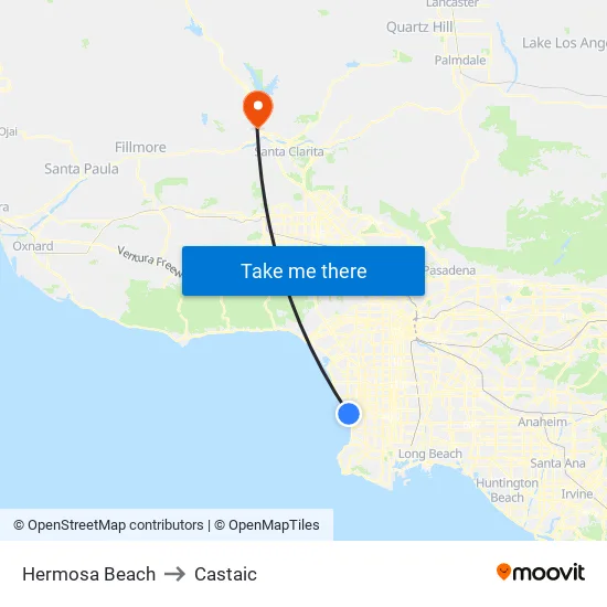 Hermosa Beach to Castaic map