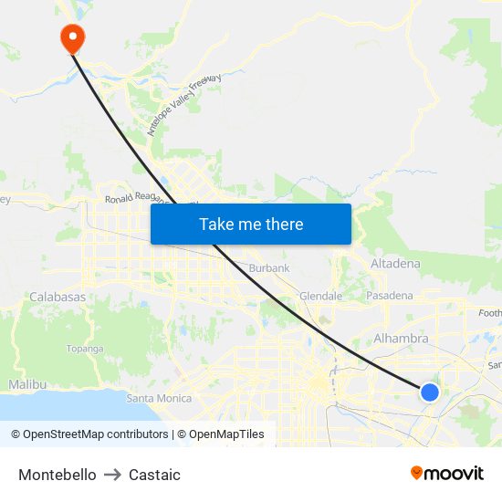 Montebello to Castaic map