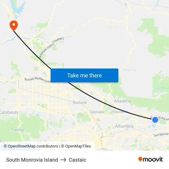 South Monrovia Island to Castaic map
