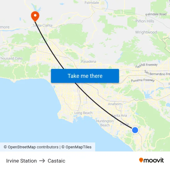 Irvine Station to Castaic map