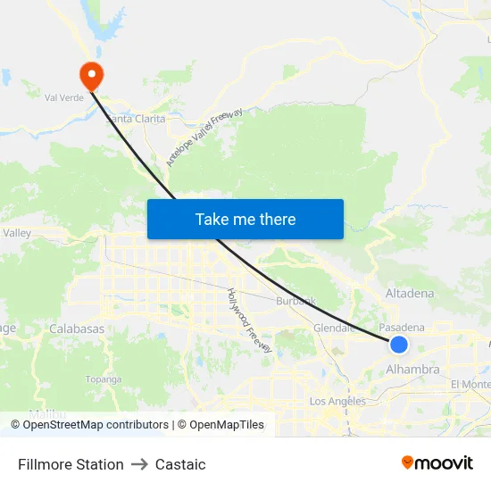 Fillmore Station to Castaic map