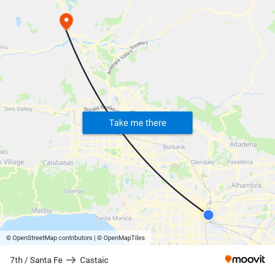 7th / Santa Fe to Castaic map