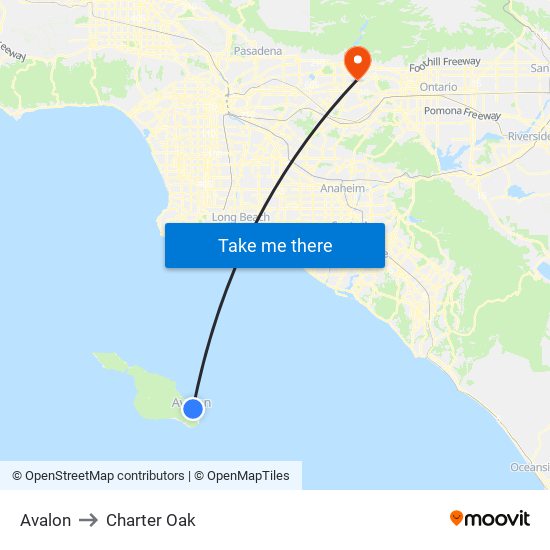 Avalon to Charter Oak map
