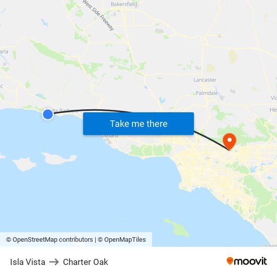 Isla Vista to Charter Oak map