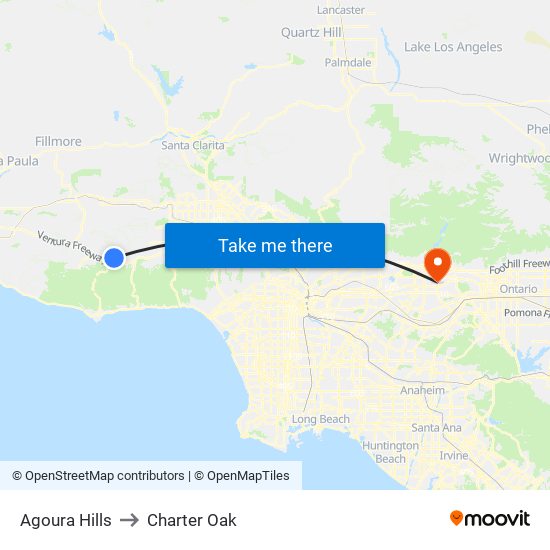 Agoura Hills to Charter Oak map