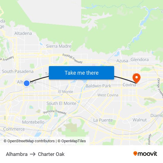 Alhambra to Charter Oak map