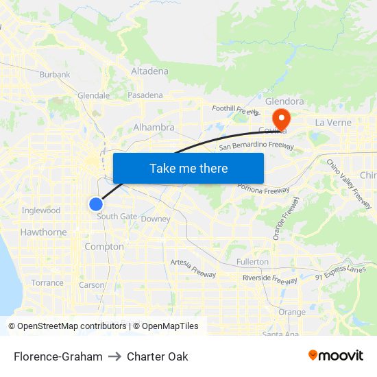 Florence-Graham to Charter Oak map