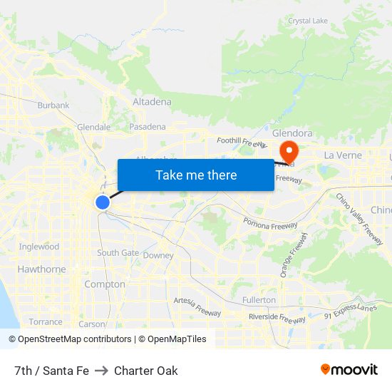 7th / Santa Fe to Charter Oak map