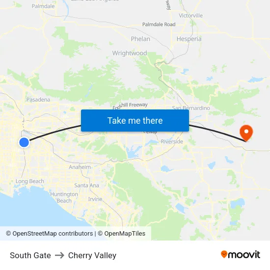 South Gate to Cherry Valley map