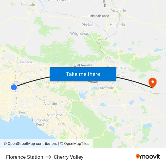Florence Station to Cherry Valley map