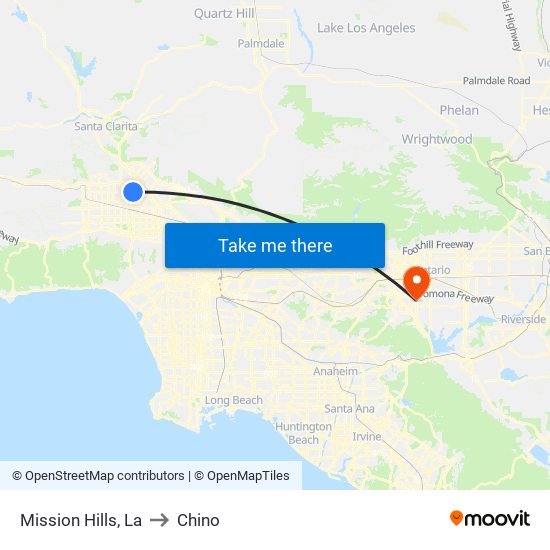 Mission Hills, La to Chino map