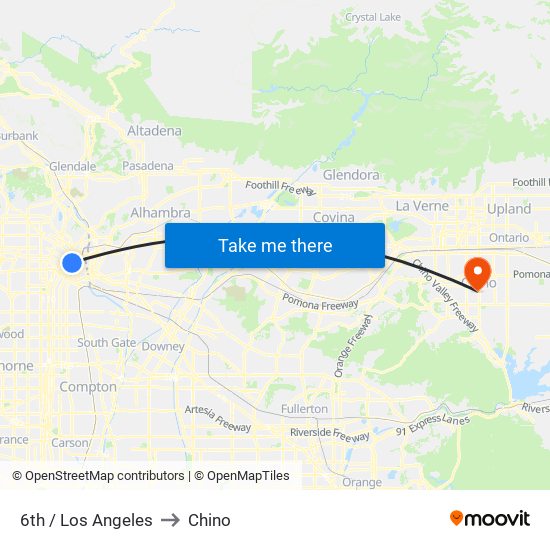 6th / Los Angeles to Chino map