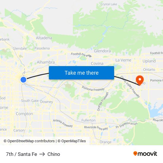 7th / Santa Fe to Chino map
