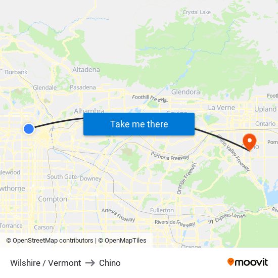 Wilshire / Vermont to Chino map