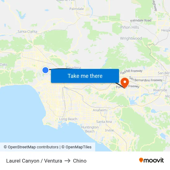 Laurel Canyon / Ventura to Chino map