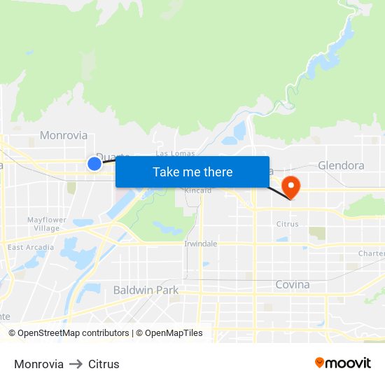Monrovia to Citrus map