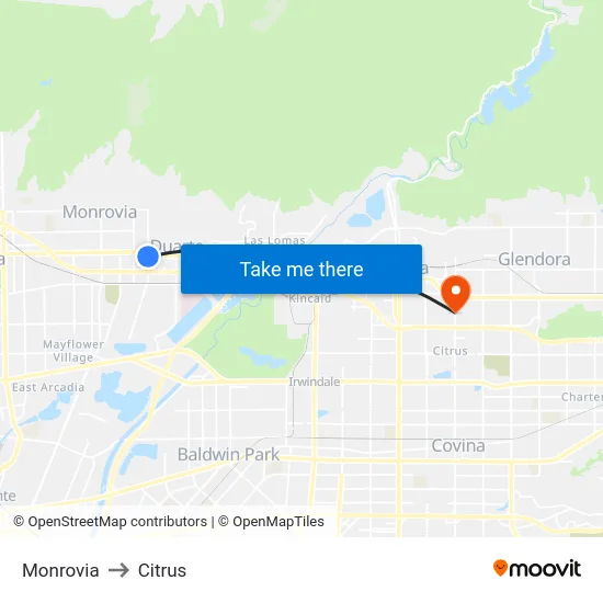 Monrovia to Citrus map