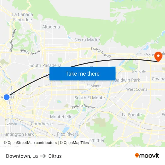 Downtown to Citrus map