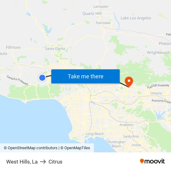 West Hills, La to Citrus map