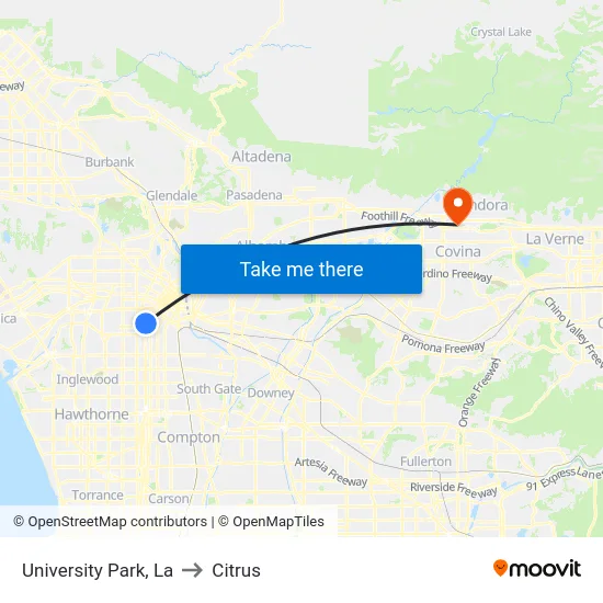 University Park to Citrus map