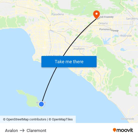 Avalon to Claremont map