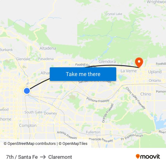 7th / Santa Fe to Claremont map