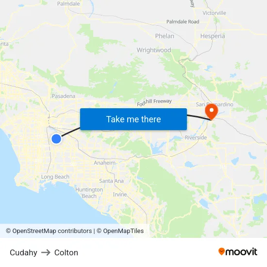 Cudahy to Colton map