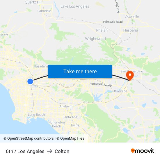 6th / Los Angeles to Colton map