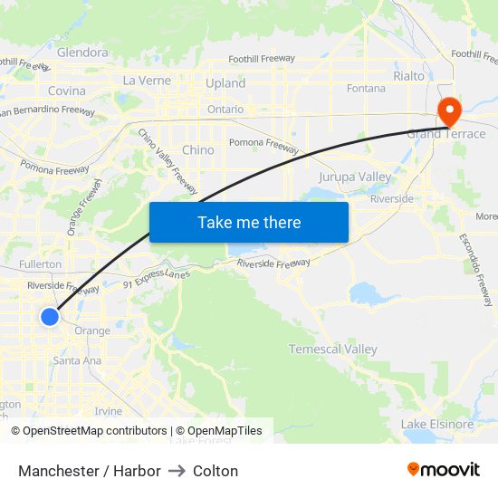 Manchester / Harbor to Colton map
