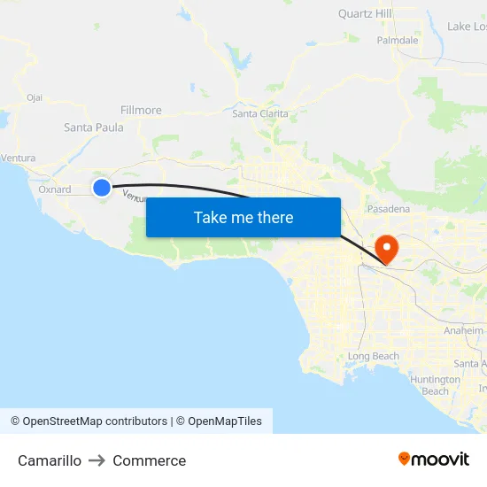 Camarillo to Commerce map