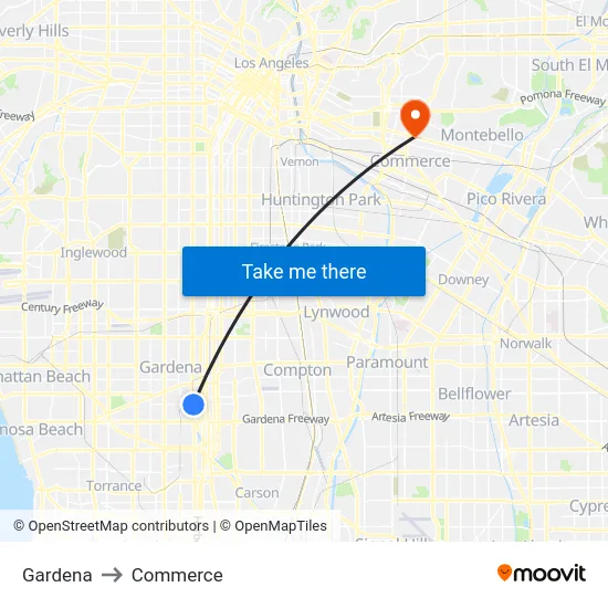 Gardena to Commerce map