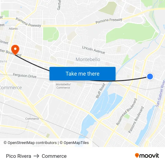 Pico Rivera to Commerce map