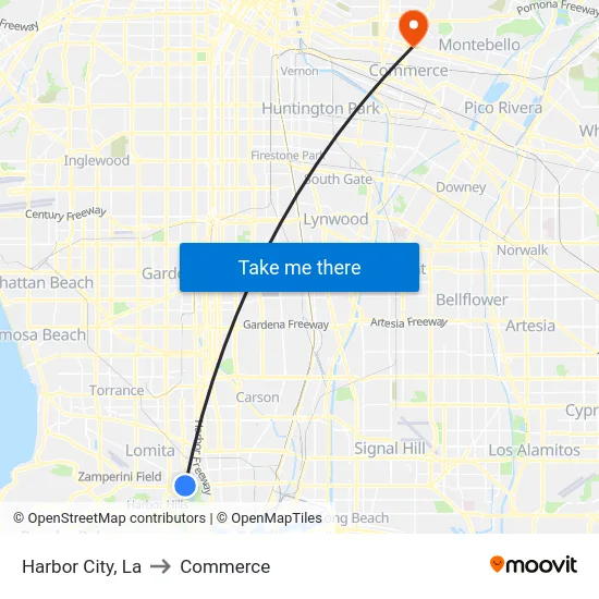 Harbor City to Commerce map