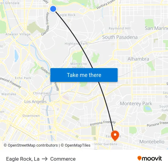 Eagle Rock to Commerce map