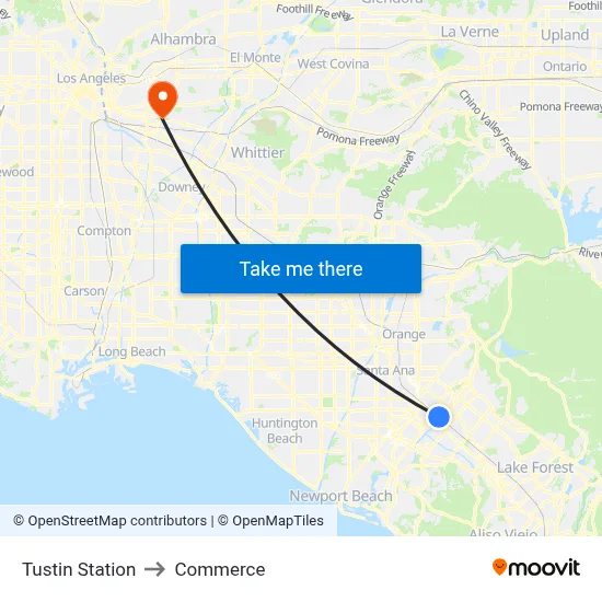 Tustin Station to Commerce map