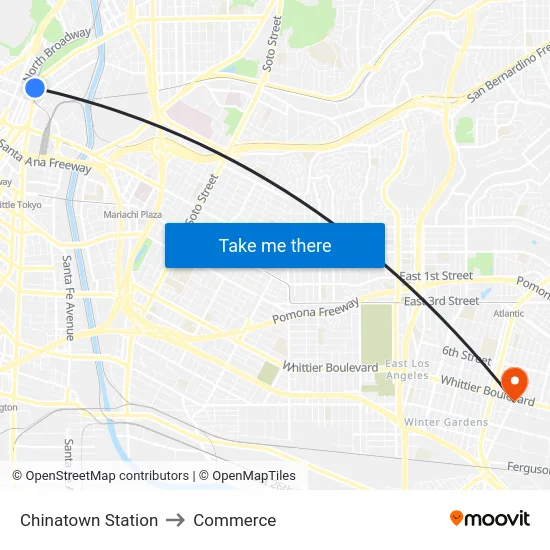 Chinatown Station to Commerce map