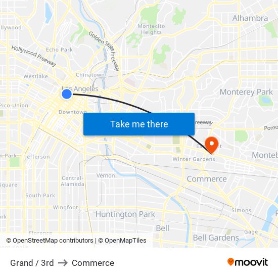 Grand / 3rd to Commerce map