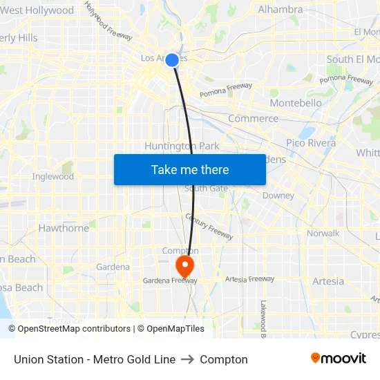 Union Station - Metro Gold Line to Compton map