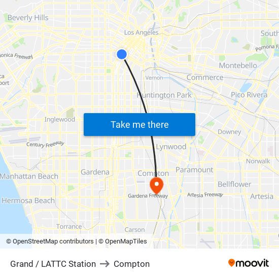 Grand / LATTC Station to Compton map