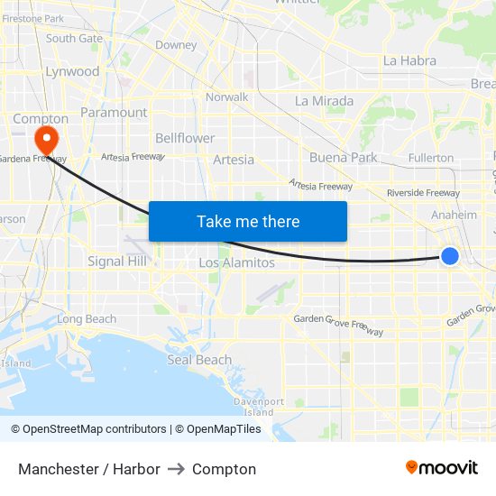 Manchester / Harbor to Compton map